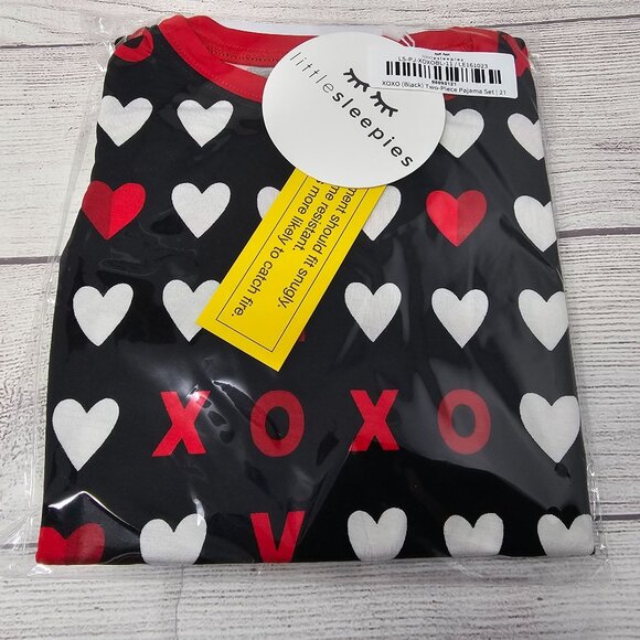 NIB Little Sleepies Xoxo Black Two Piece Pajama Set Size  2T - Picture 1 of 3